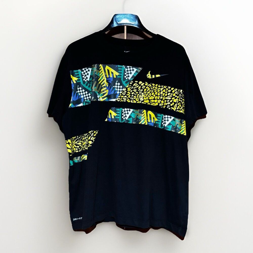 Nike Dri Fit Geometric Print Shirt Men's Size XXL Multicolored Short Sleeve Gym